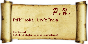 Páhoki Uránia névjegykártya